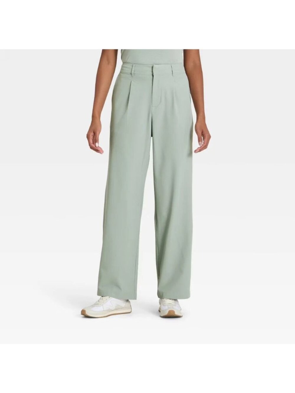 All In Motion Women's Light Sage Green High Rise Woven Trouser Pants -- Large